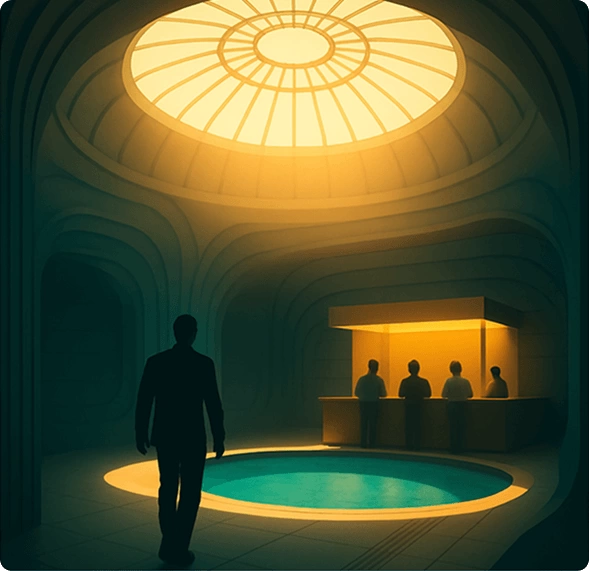 Underground facility with dome and pool